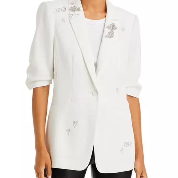 Cinq A Sept Khloe Xoxo Embellished Elbow Sleeve BlazerProduct Details Size 8 US - Picture 9 of 14